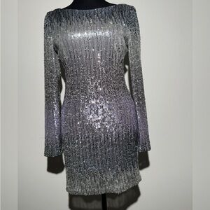 B Darlin Metallic Long Sleeve Dress